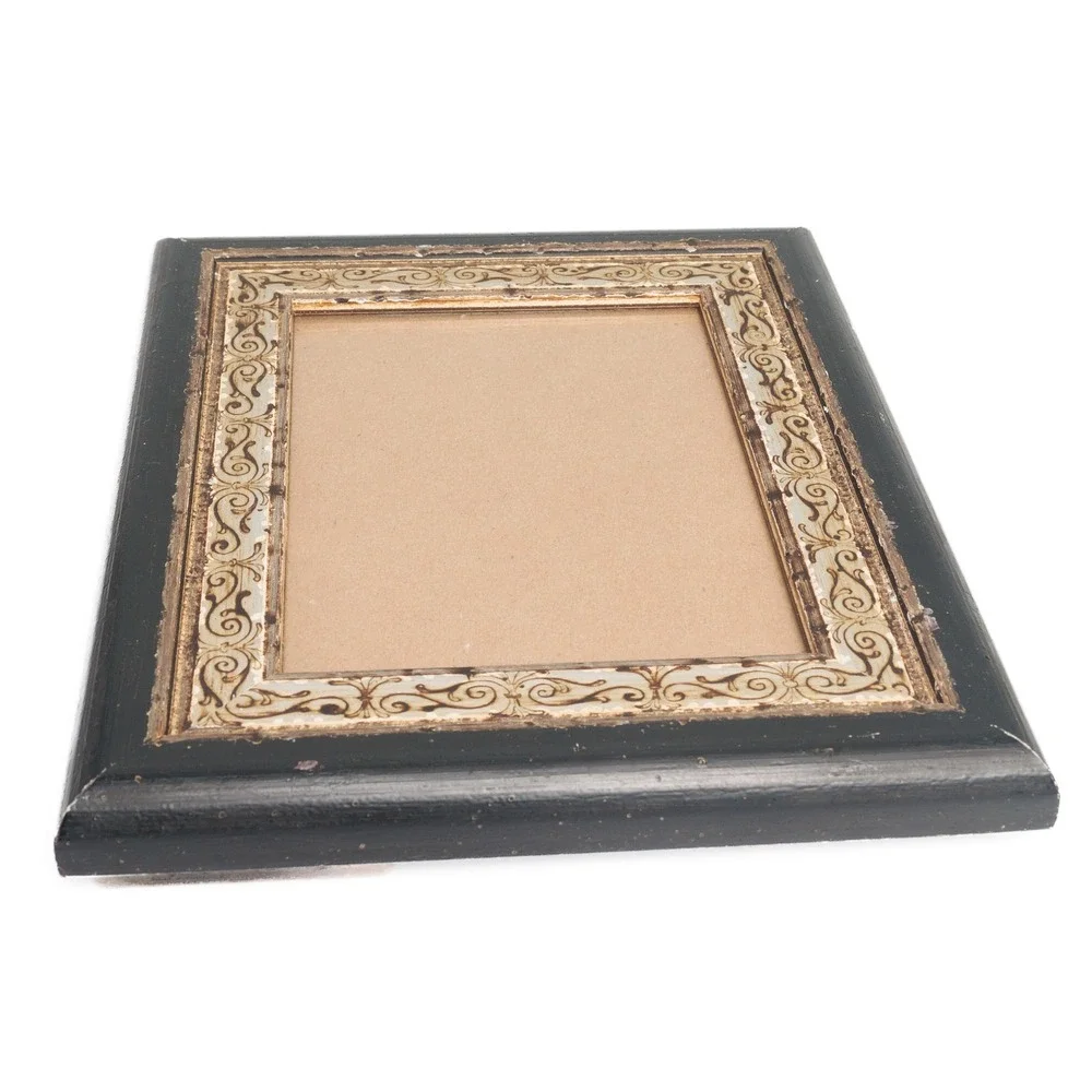 Vintage Martin Aborn Wood Picture Frame Dark Brown Ornate Scrollwork Border